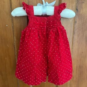 Curdoroy red polka dot dress 0-3 months
